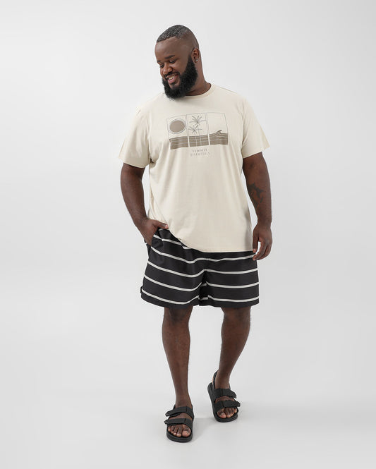 Bermuda preta listrada para homens plus size Original Plus by Riachuelo