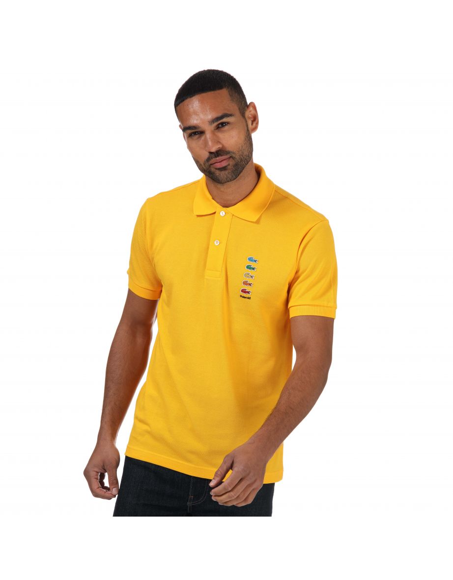 Men's Lacoste Polaroid Colorful Crocodiles Polo Shirt in Yellow