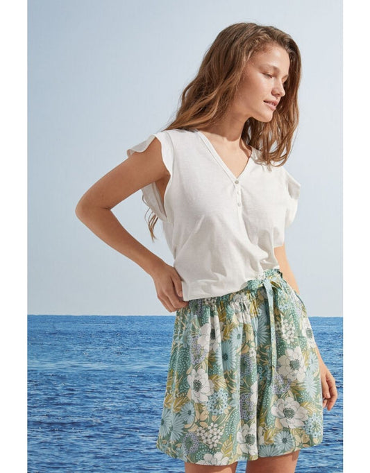 Pantaloncini verdi floreali