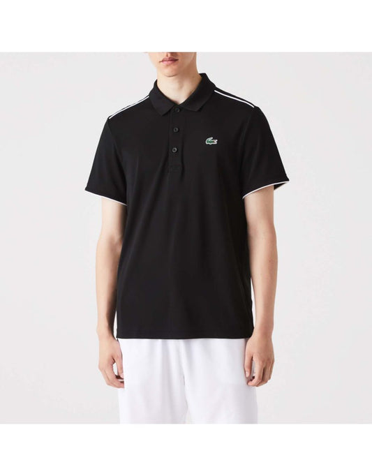 Camisa polo masculina Lacoste Sport Breathable Piqué com detalhes em contraste