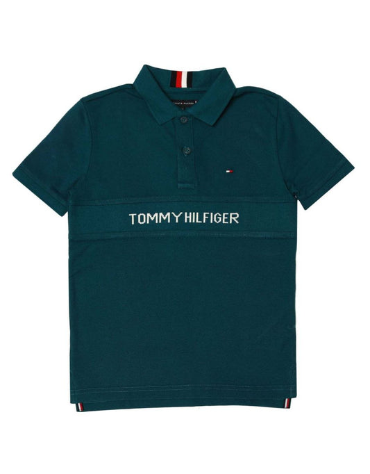 Boy's Tommy Hilfiger Junior Jacquard Logo Polo Shirt - Blue