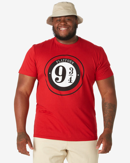 Maglietta a manica corta plus size da uomo Harry Potter Platform 9 3/4 Rosso