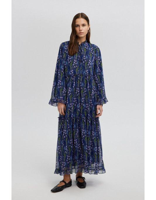 Vestido de chiffon com babados