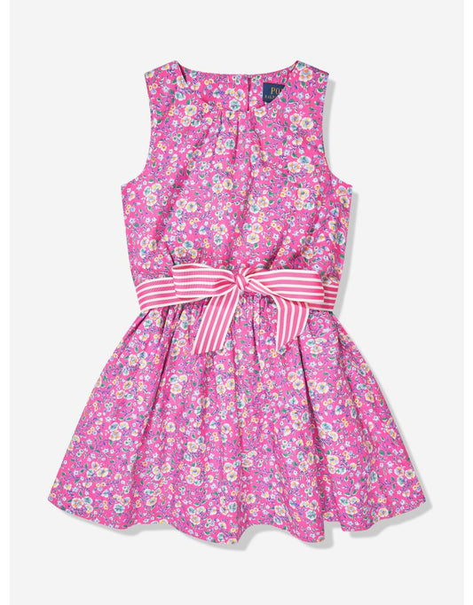 Girls' Pink Floral Fit and Flare Dress