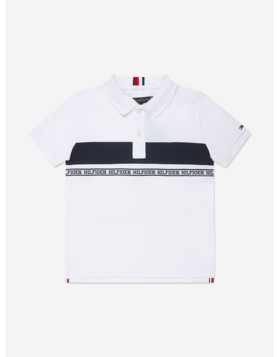 Boys' White Tape Polo Shirt