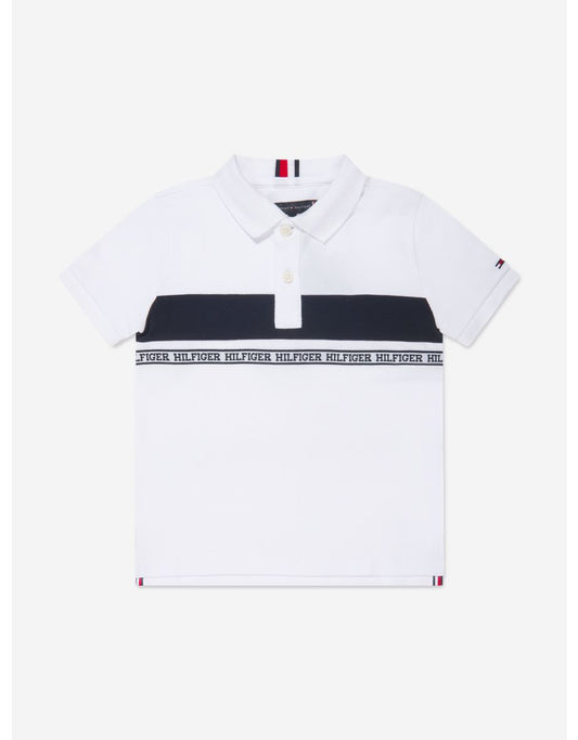Boys' White Tape Polo Shirt