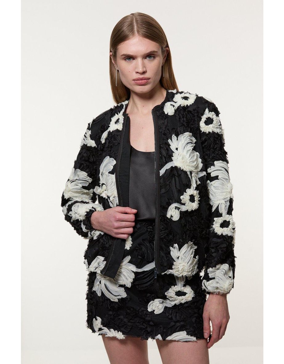 Chaqueta bomber tejida con textura mono