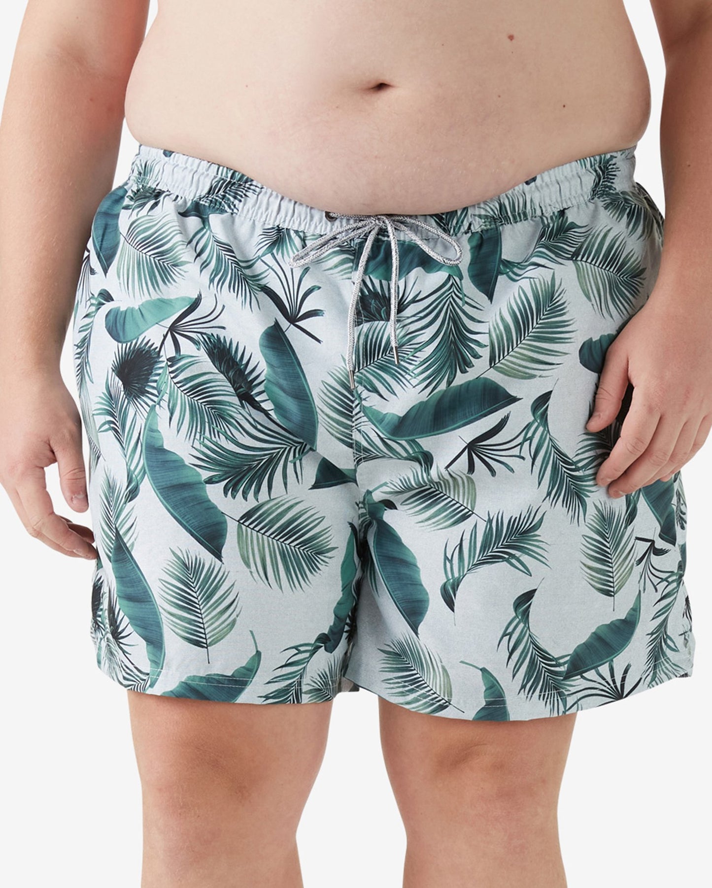 Pantaloncini da bagno Plus Size verde scuro con stampa a foglie da uomo