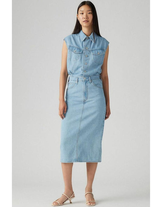 Vestido jeans sem mangas