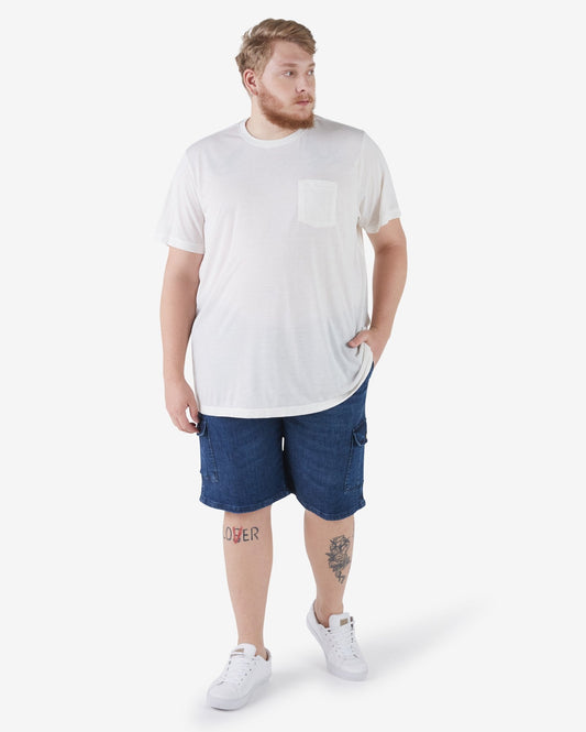 Bermudas jeans de tamanho médio Plus Wash Cargo