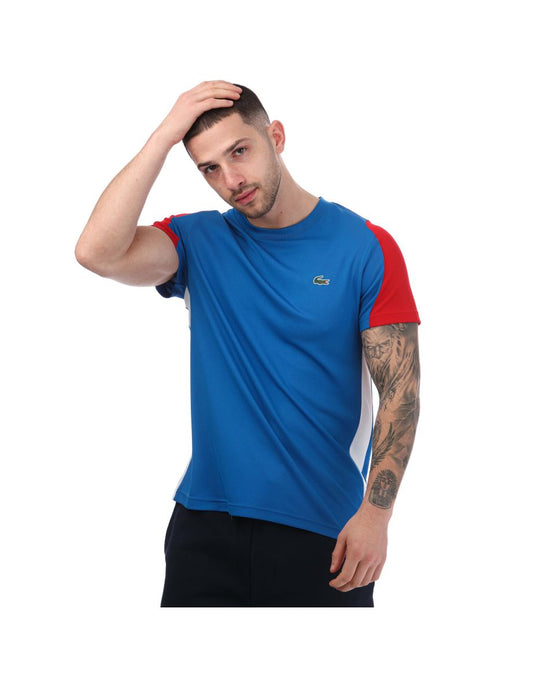 Maglietta Lacoste Sport Crocodile Print Tennis Uomo - Blu