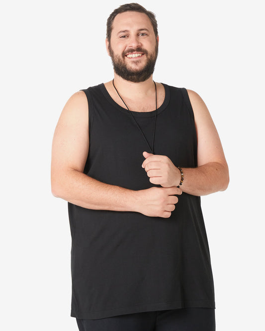 Camiseta regata preta plus size masculina - Allman by Riachuelo
