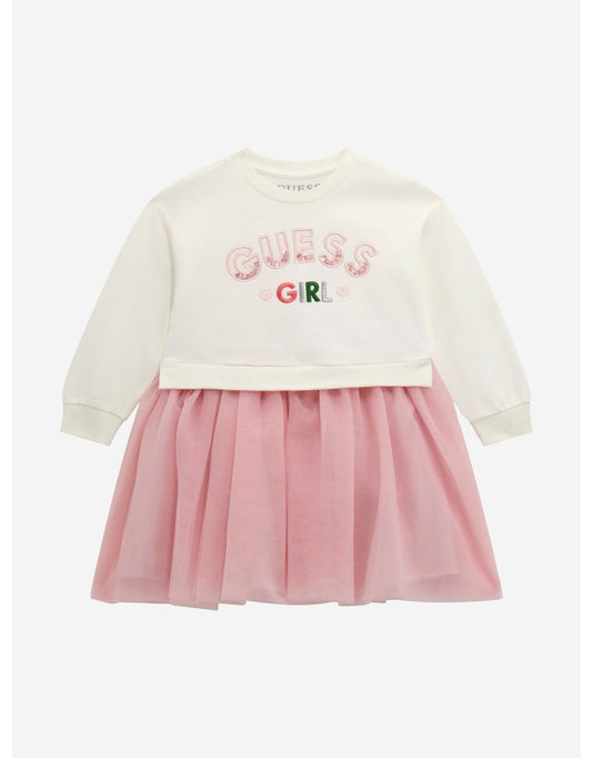 Vestito da bambina in tessuto misto in bianco