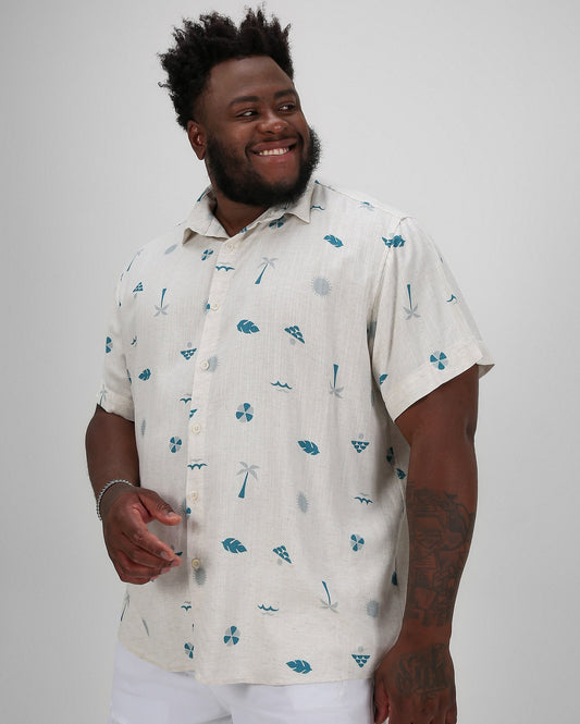 Camisa masculina de viscolinho off-white plus size | Allman By Riachuelo
