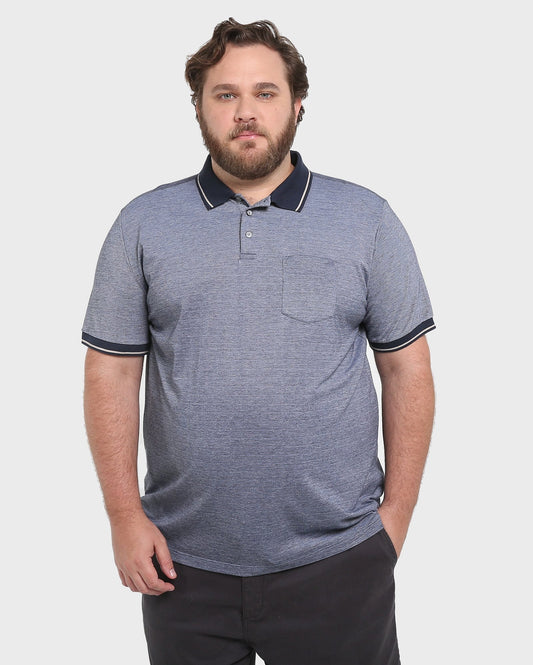 Plus Size Heathered Polo Shirt with Pocket