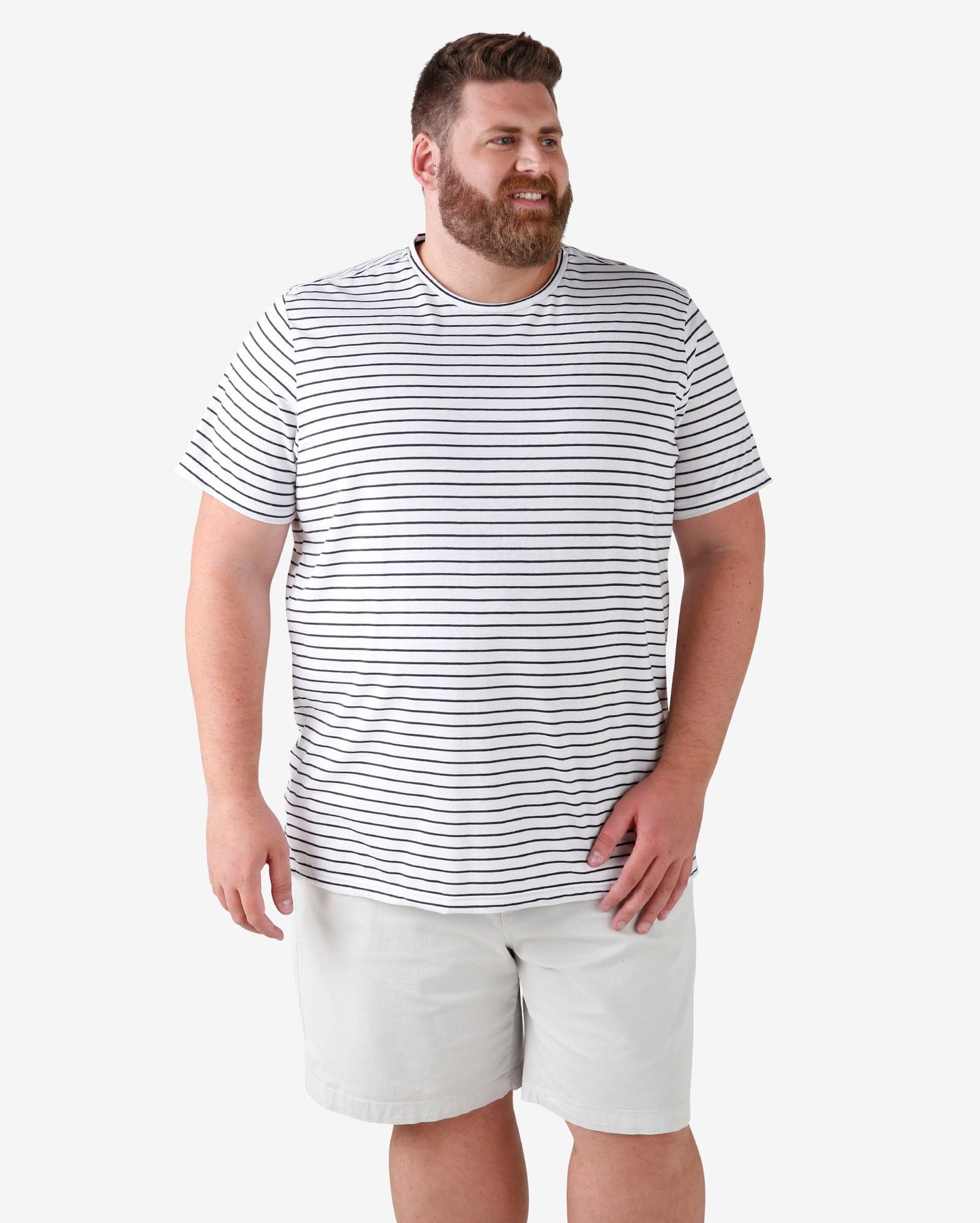 Plus Size Striped Knit T-Shirt - White/Black