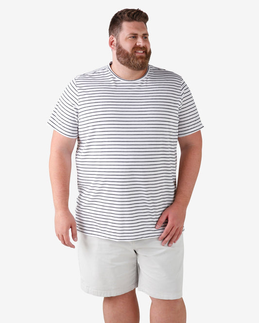 Plus Size Striped Knit T-Shirt - White/Black
