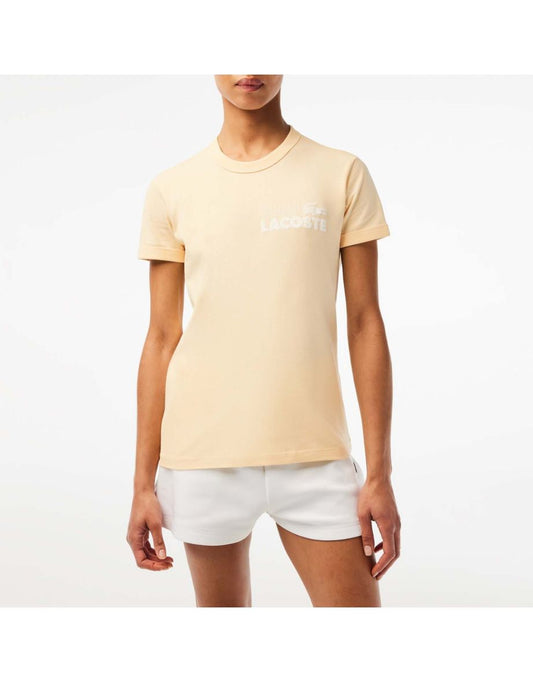 Camiseta masculina Lacoste Slim Fit de algodão orgânico - Amarelo