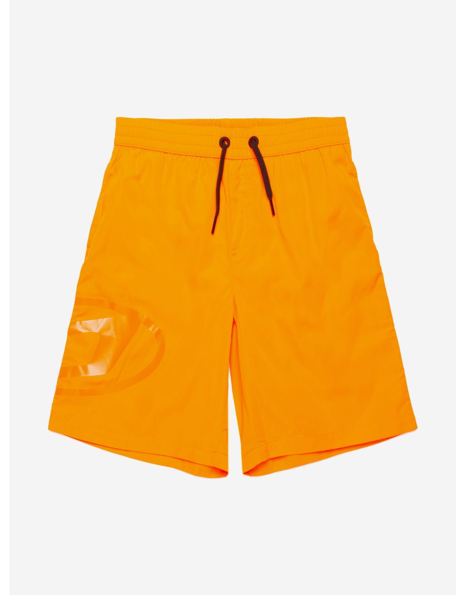 Shorts de natação com logotipo D oval laranja para meninos