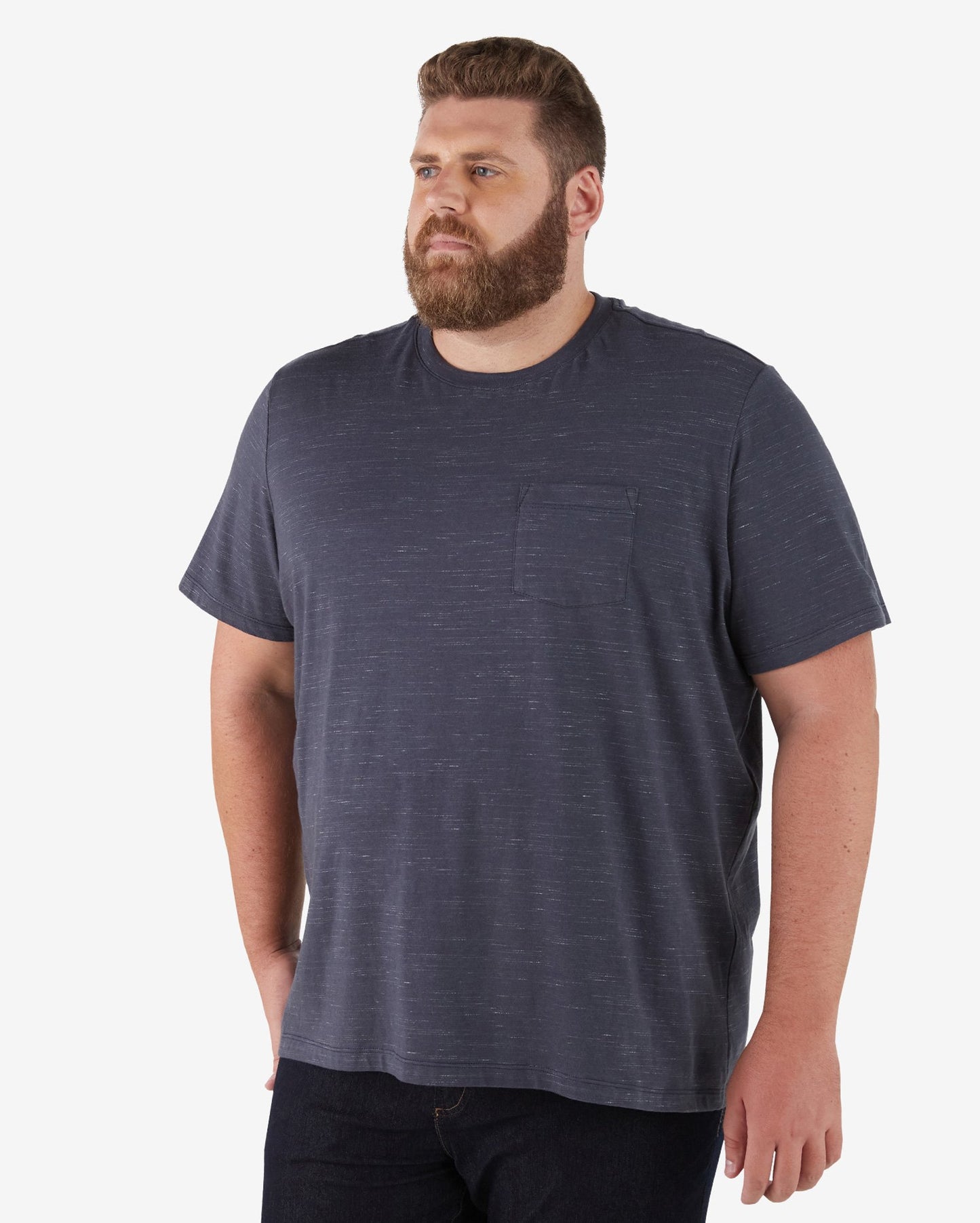 Camiseta masculina de manga curta plus size em azul médio