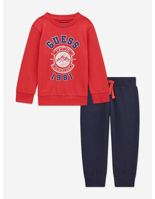 Tuta da ginnastica con logo rosso Guess Boys