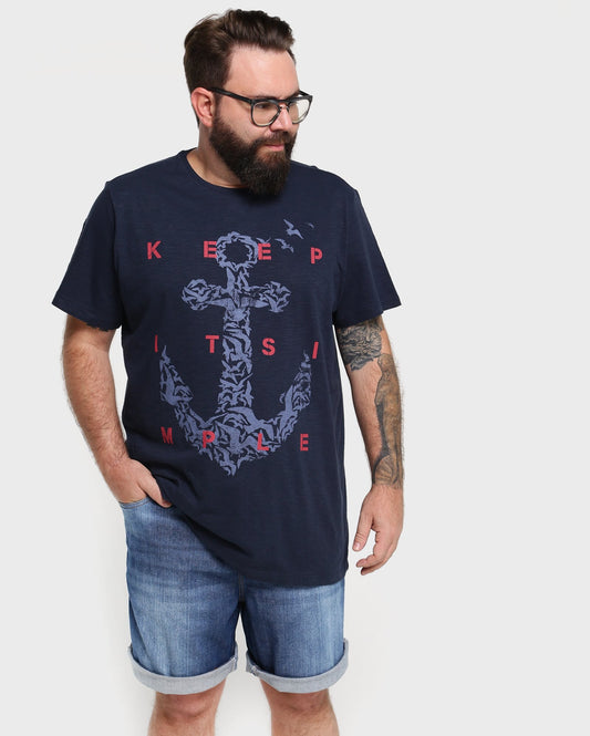 Plus Size Slub T-Shirt Simple Design