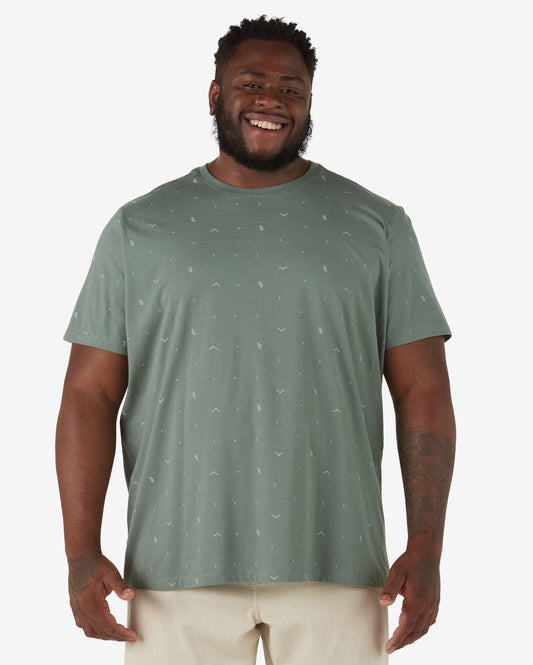 Camiseta masculina de manga curta Minimalist Adventure Plus Size em verde