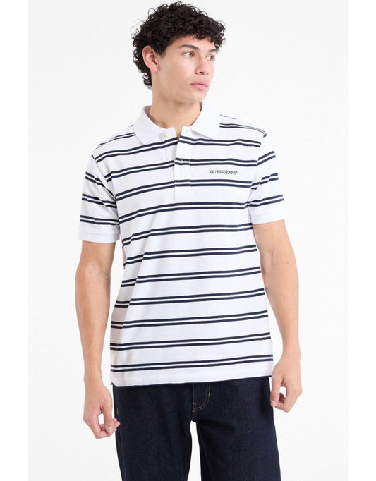Camisa polo Guess com listras brancas