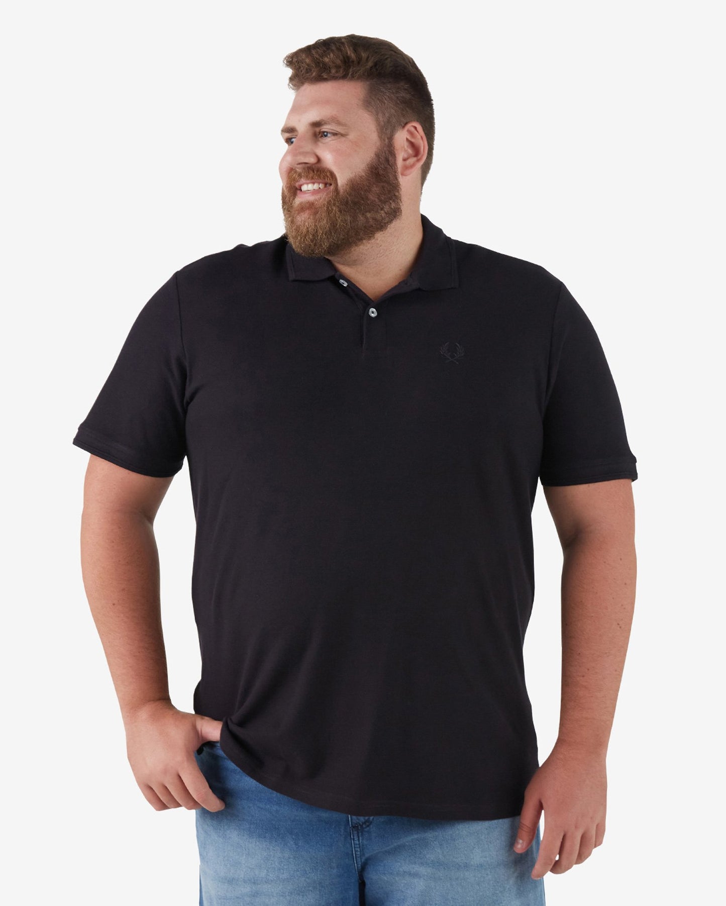 Polo Uomo Plus Size Basic Nero Piquet