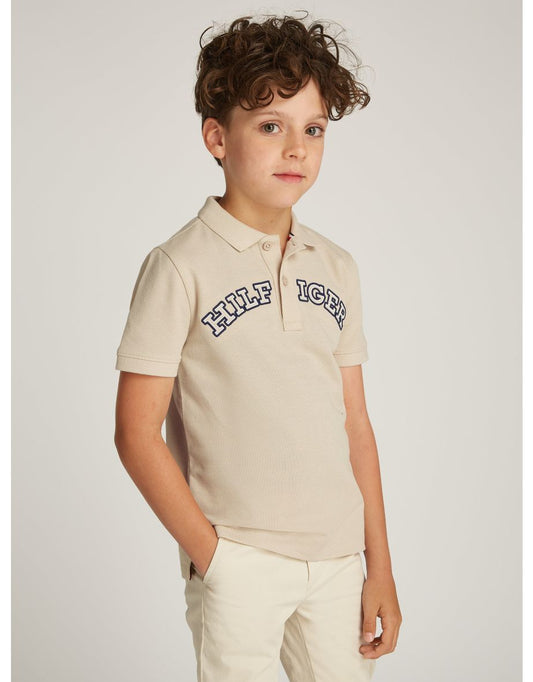 Camisa polo Monotype Regular para meninos em bege