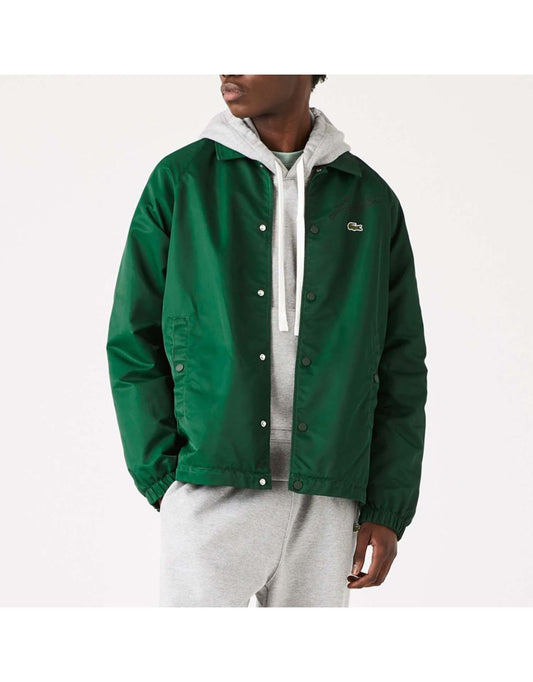 Jaqueta Lacoste Signature de nylon com botões, verde, masculina