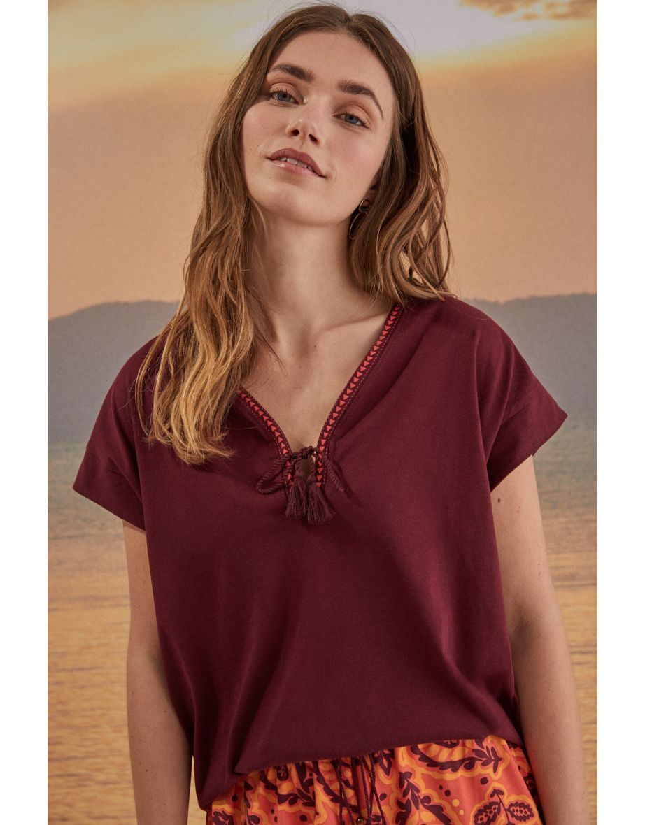 Camiseta granate 100% algodón