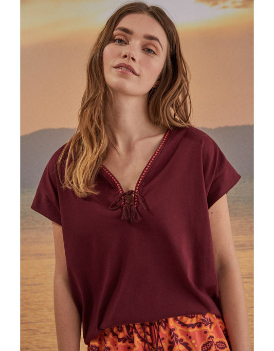 Camiseta granate 100% algodón