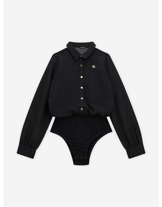 Camicia body bambina in chiffon nero