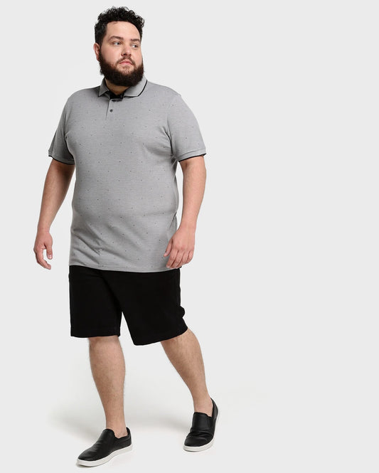 Camisa polo Plus Size Mini Print - Cinza