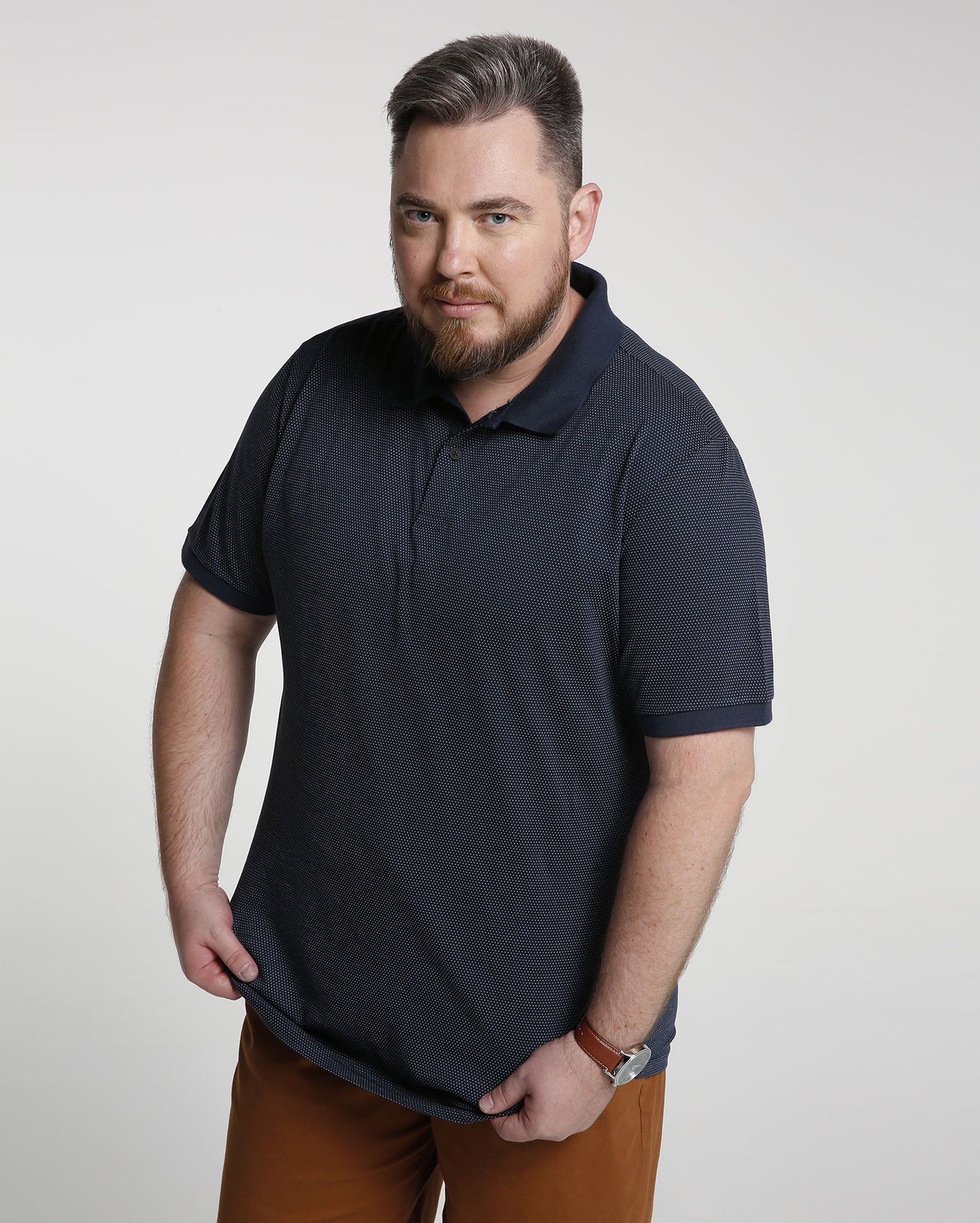 Polo Plus Size a pois - Blu