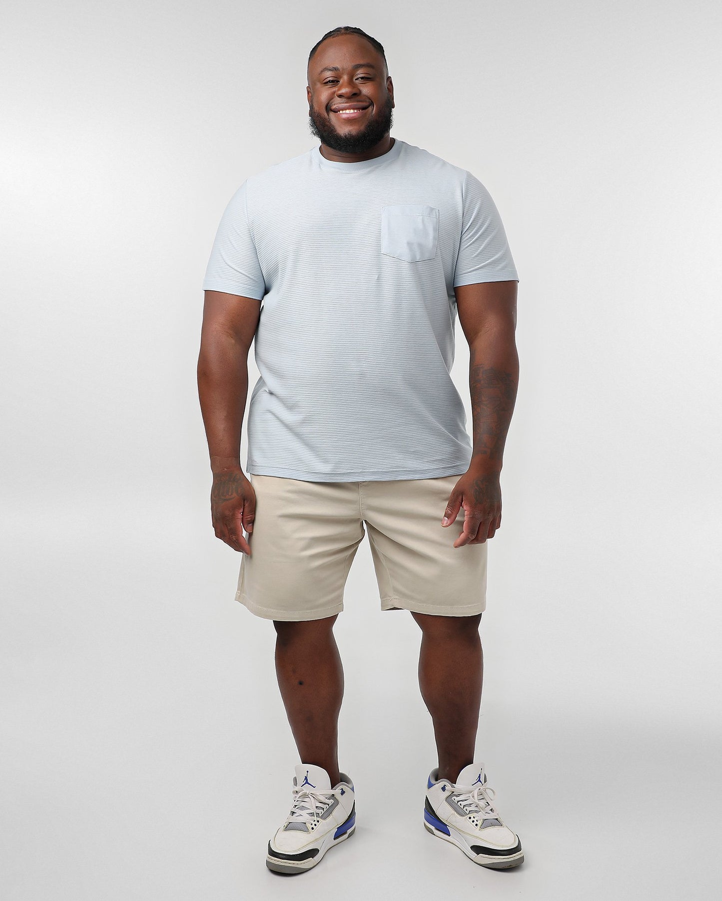 Shorts masculinos de sarja bege com elástico na cintura, tamanho grande, jeans para piscina