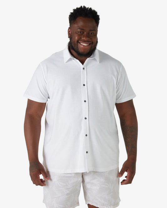 Camicia Allman by Riachuelo a manica corta Plus Size da uomo, 100% cotone, bianca e testurizzata