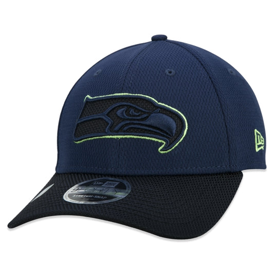 Gorra exclusiva New Era - 9FORTY Stretch Snap Seattle Seahawks Sideline Cold Weather Edición Azul