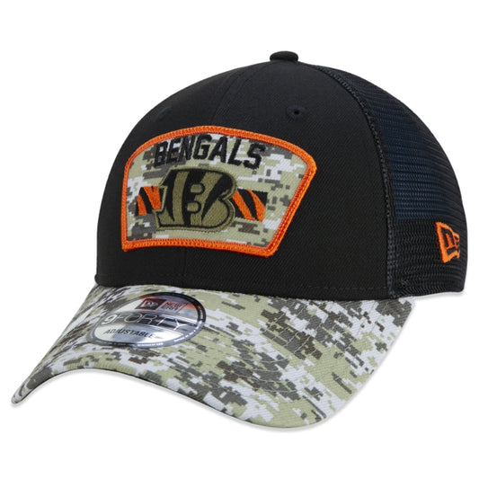 Berretto esclusivo New Era - 9FORTY Trucker Cincinnati Bengals Salute To Service NFL Snapback a tesa curva Edizione nera