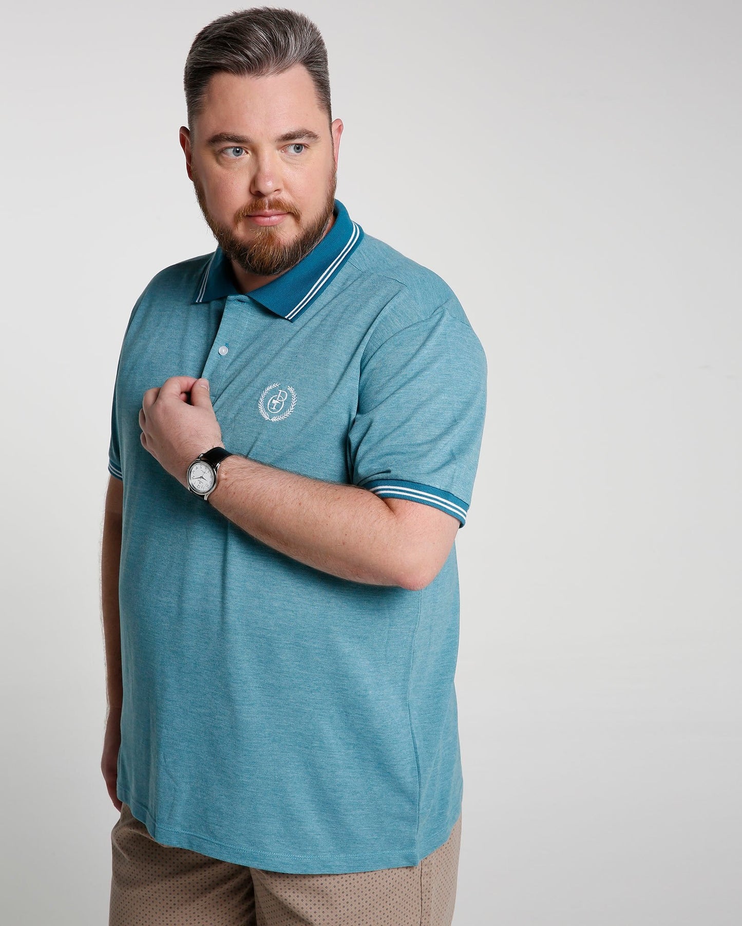 Plus Size Piquet Polo Shirt - Gray