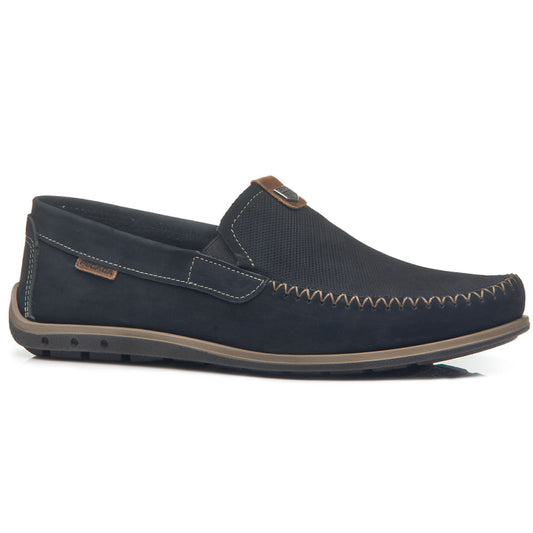 Men's Navy Moccasin Shoes by Pegada