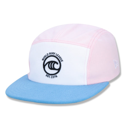 Cappello New Era Exclusive - Cappello ufficiale WSL Surf a tesa piatta Tricolore Rosa Blu Bianco Edizione